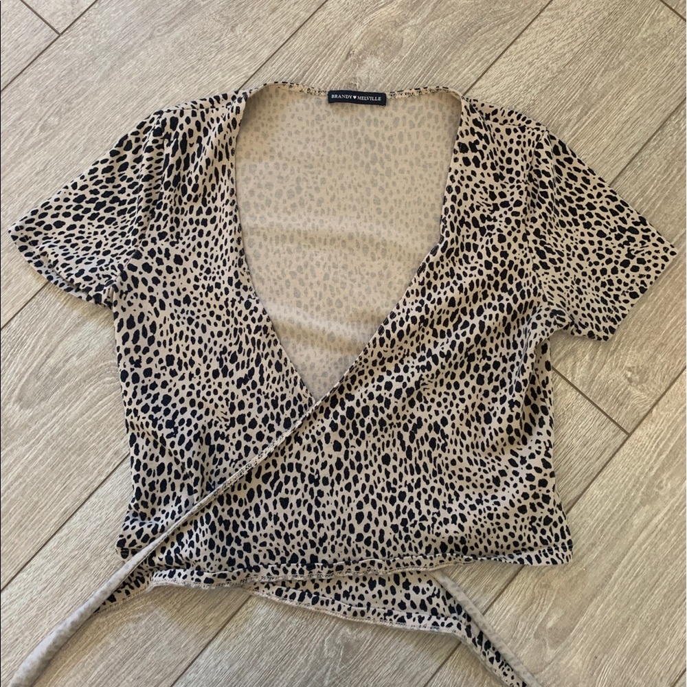 Brandy Melville Cheetah wrap top